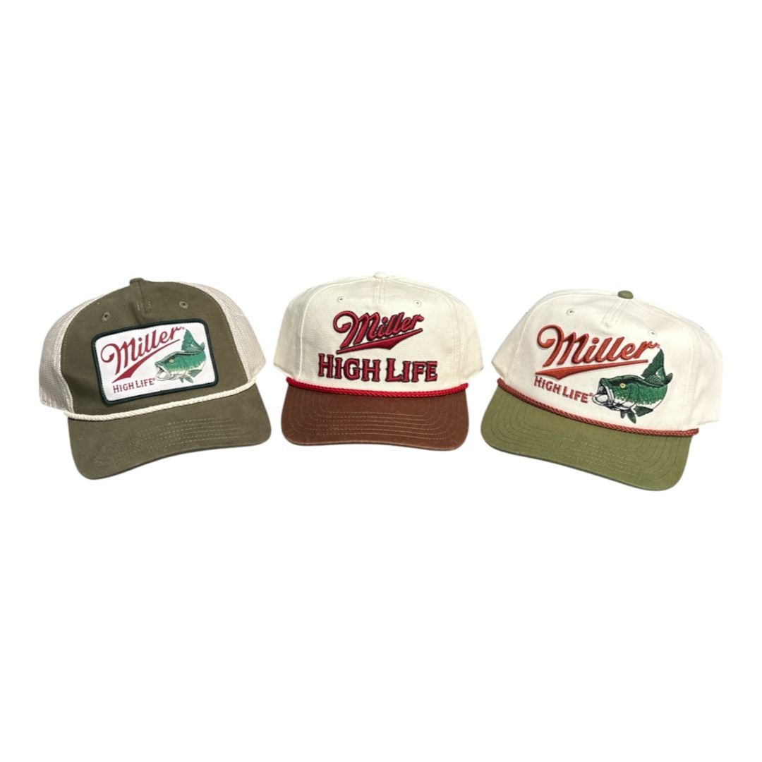 Miller High Life Retro Snapback Trio | Vintage Beer Merch Streetwear Hats Bundle 1