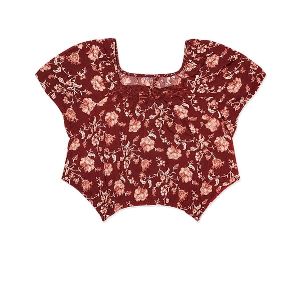 Velvet Moon Floral Top Size 2X Red Blouse Cold Shoulder