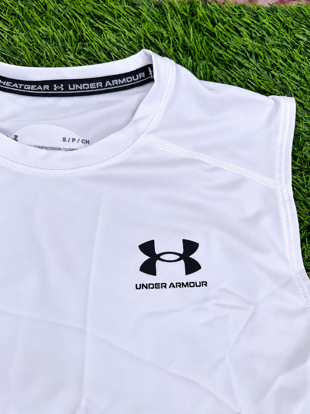 Under Armour HeatGear Compression Sleeveless Shirt Size S White 2
