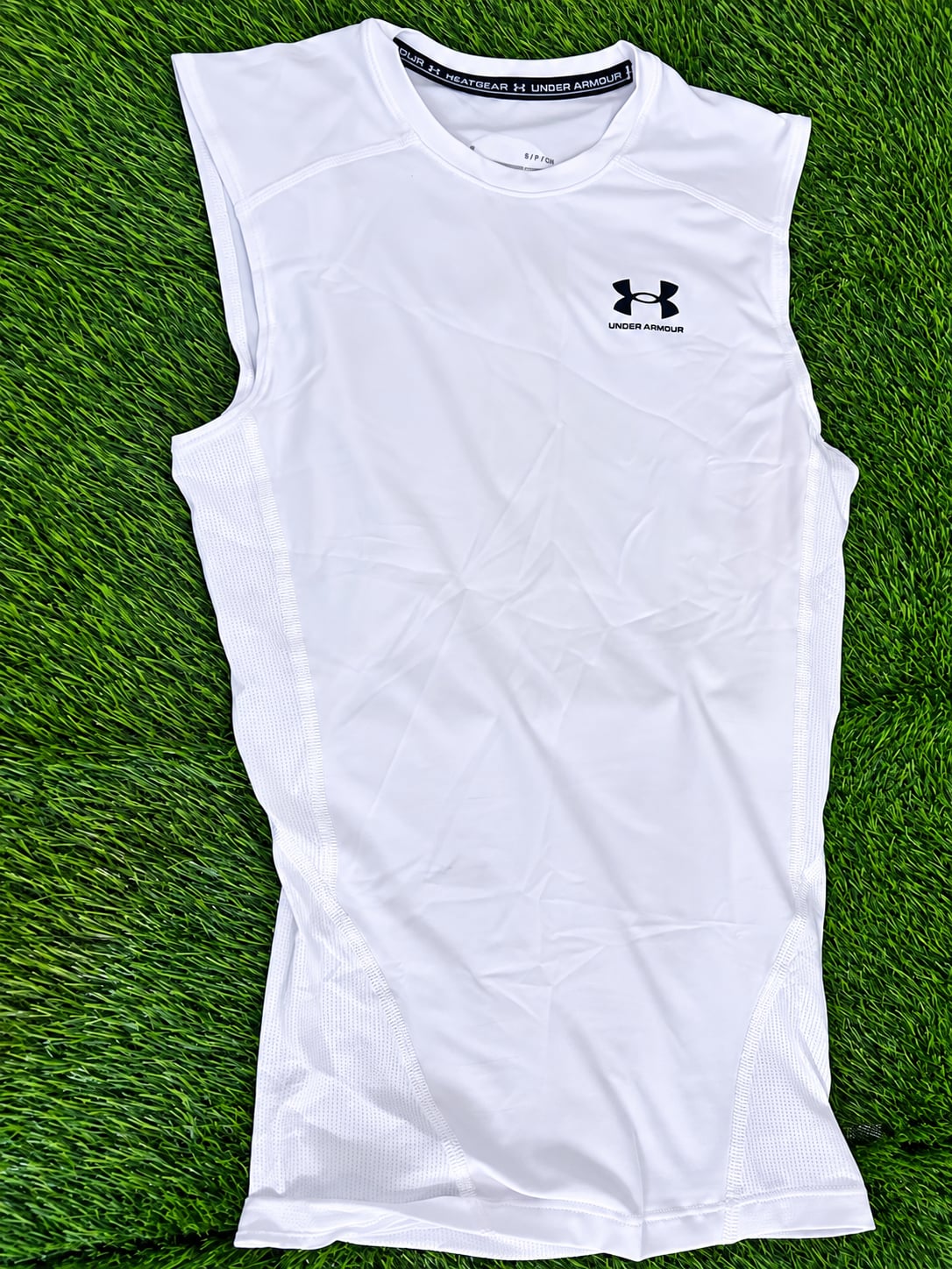 Under Armour HeatGear Compression Sleeveless Shirt Size S White 3