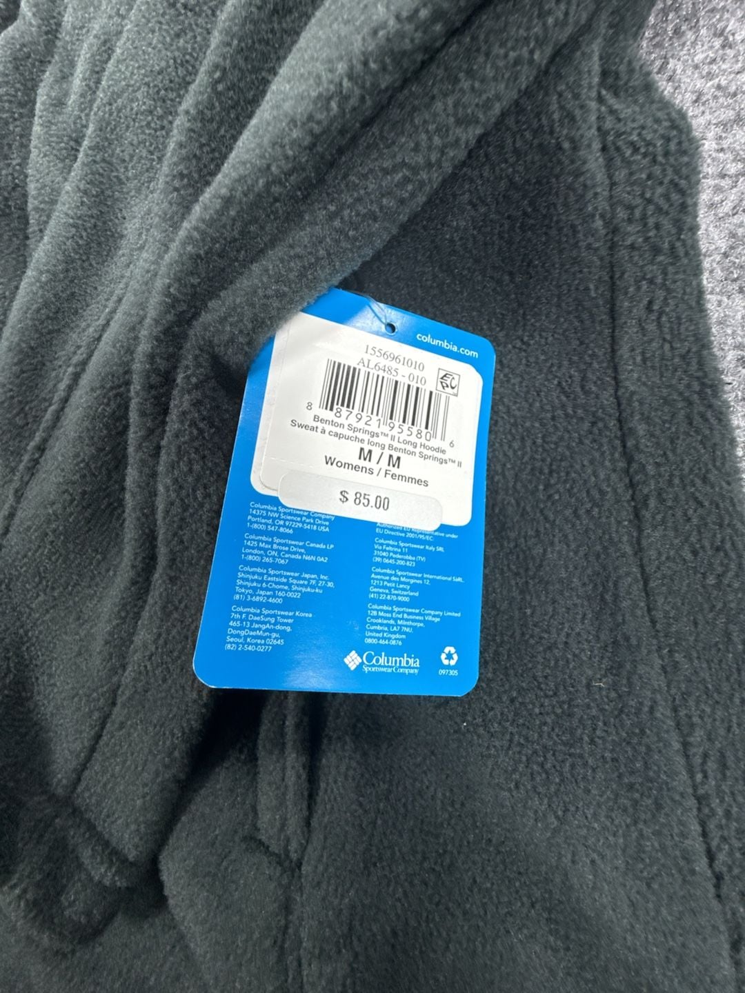 Columbia Benton Springs II Long Full Zip Hoodie Size Medium Dark Gray Fleece 4