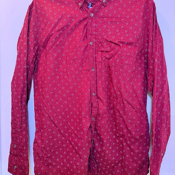 Lee Long Sleeve Button Down Shirt Size L Red Floral Print Regular Fit