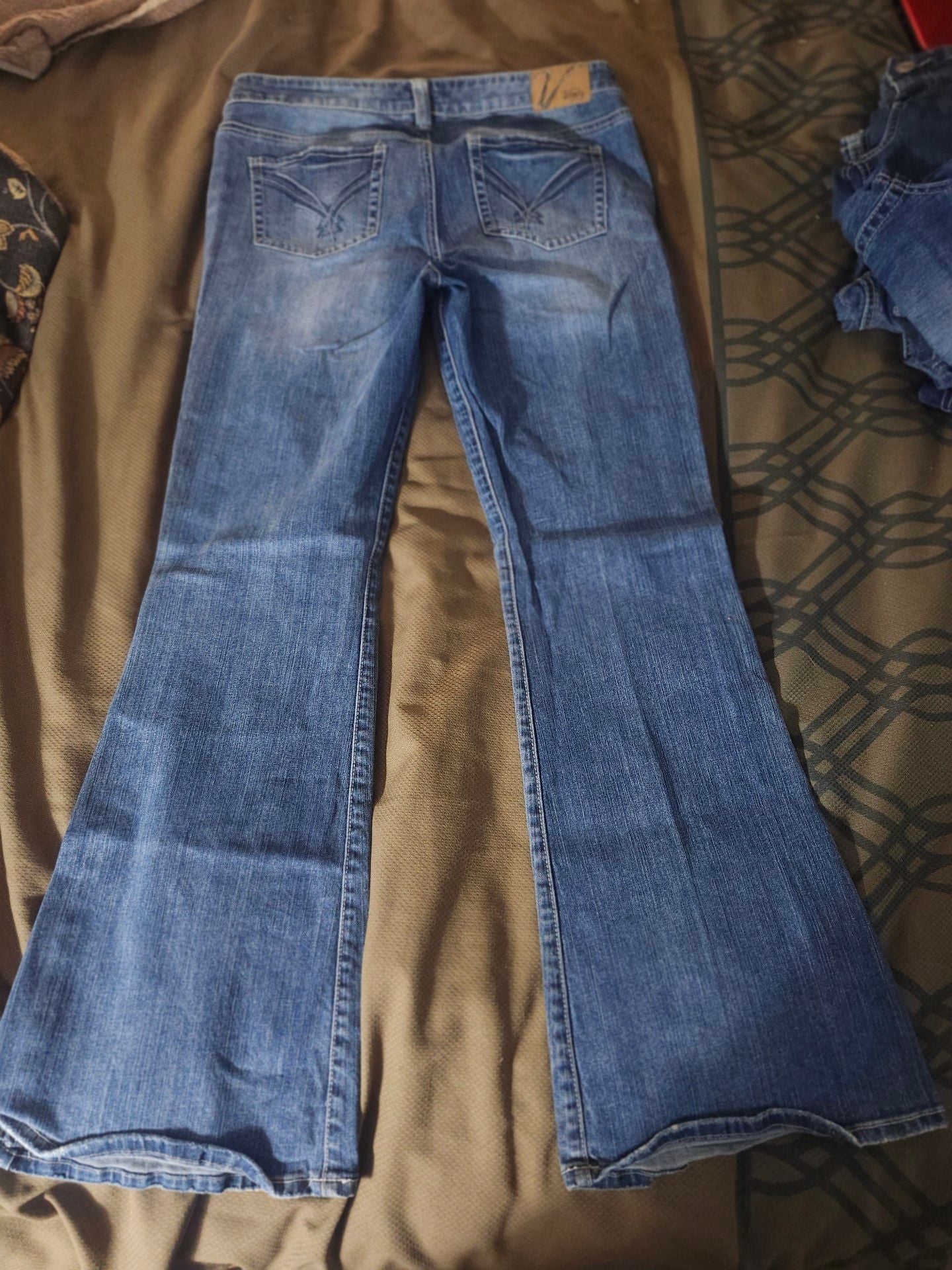 Vanity Flare Jeans Size 31W x 33L Blue Denim Low Rise Double Button 4