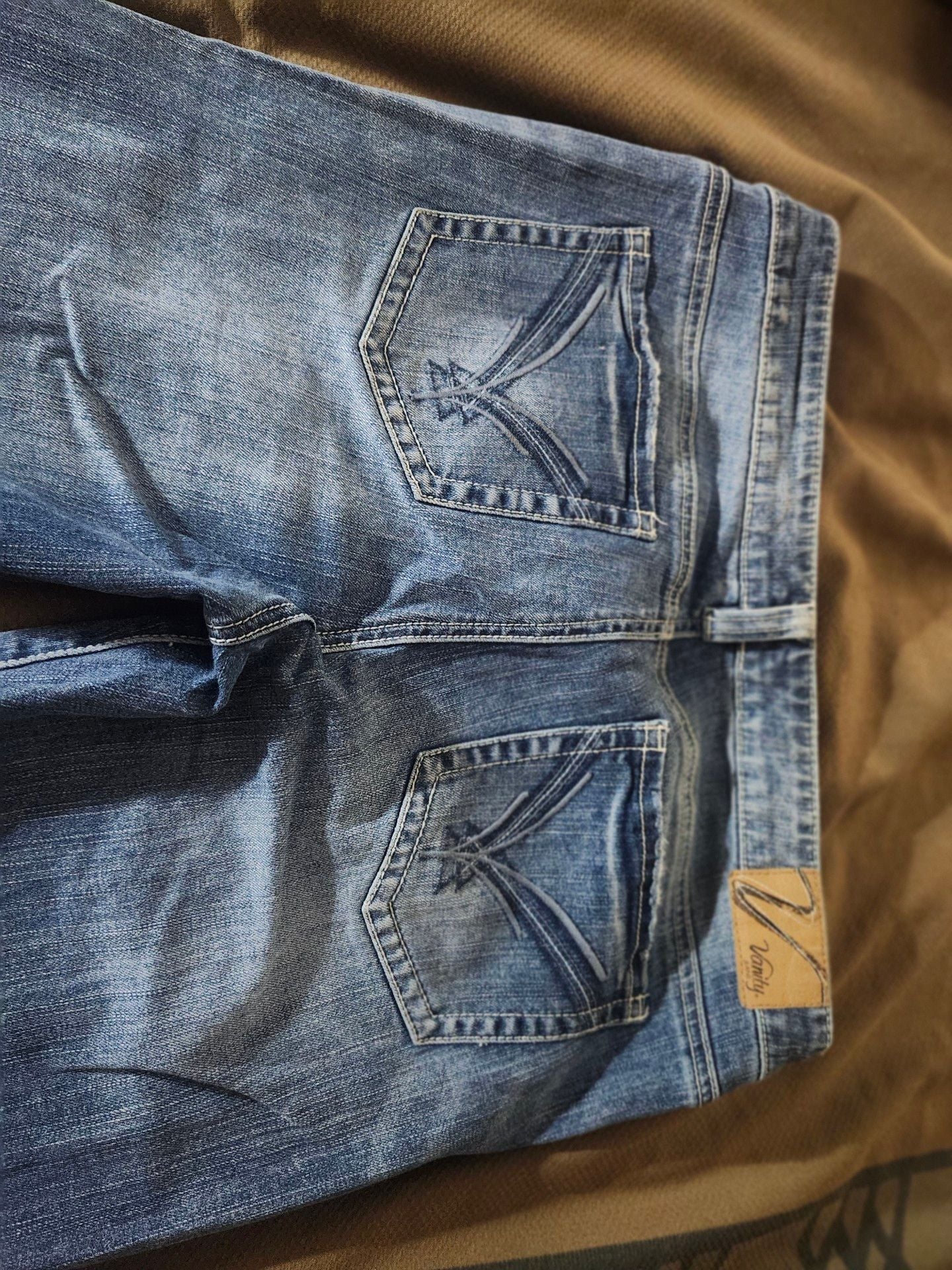 Vanity Flare Jeans Size 31W x 33L Blue Denim Low Rise Double Button 5