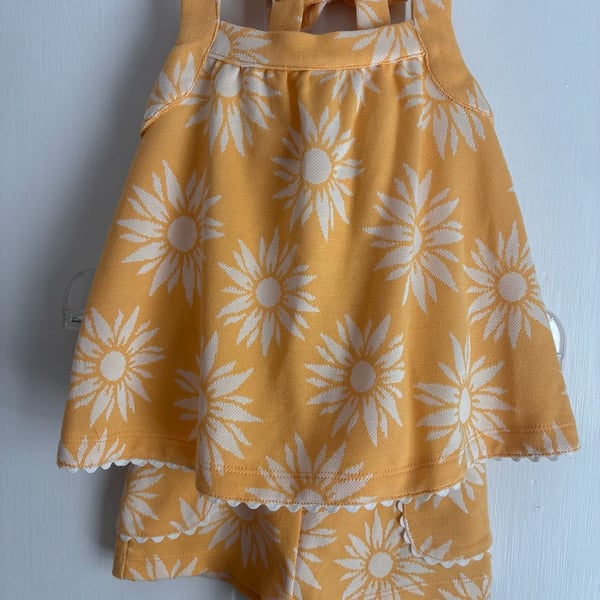 Calypso St. Barth Kids Outfit Set Size 24M Yellow White Sunflower