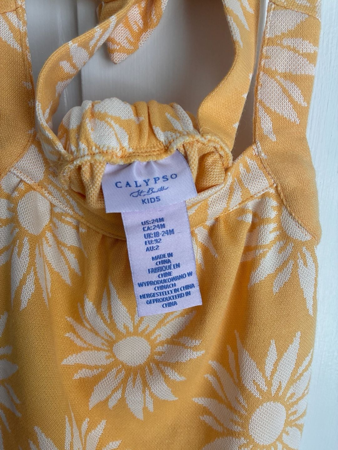 Calypso St. Barth Kids Outfit Set Size 24M Yellow White Sunflower 5