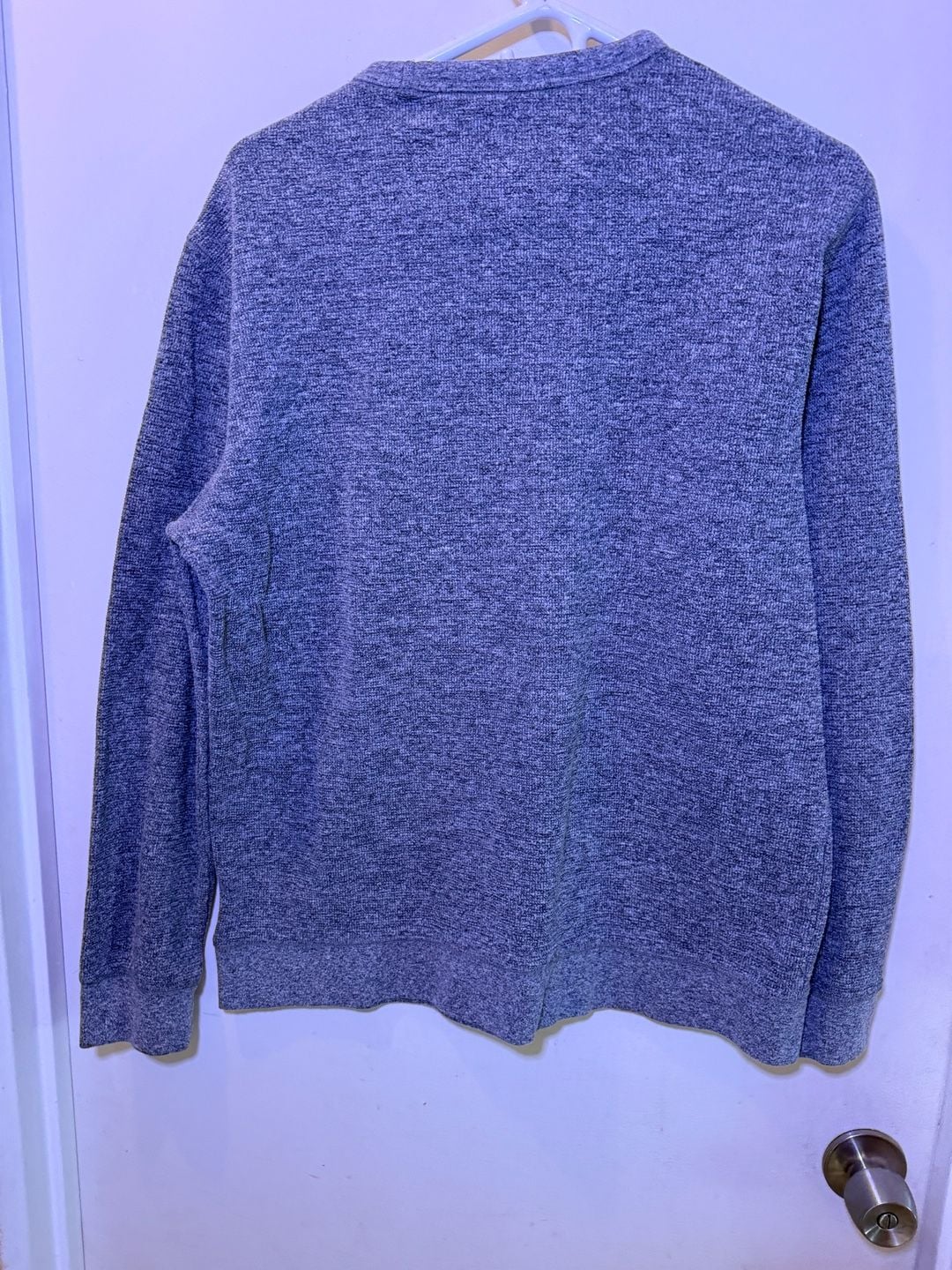 Crewneck Pullover Sweater Size Large Grey Mélange Textured Long Sleeve 4