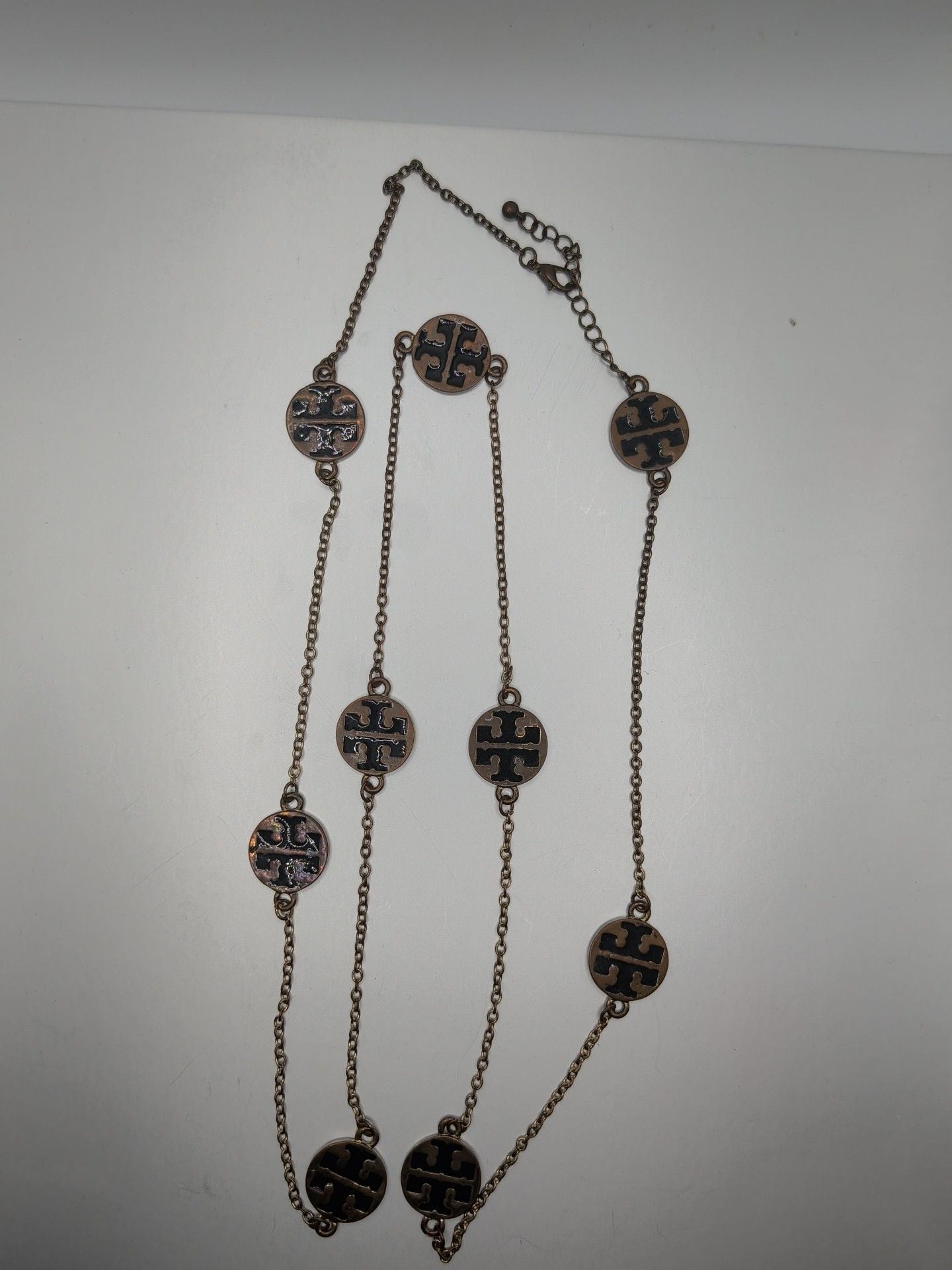 TORY BURCH Triple Strand Silver Logo Necklace 2