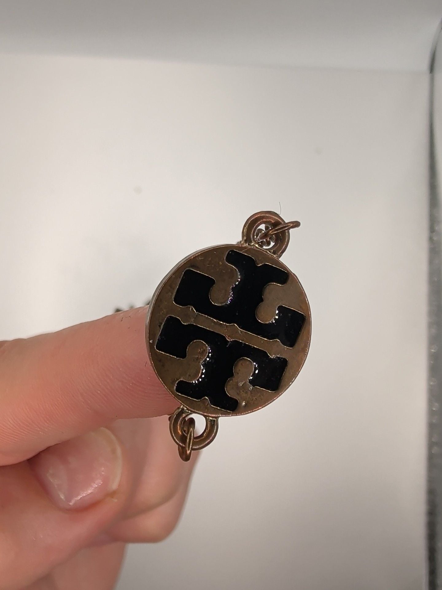 TORY BURCH Triple Strand Silver Logo Necklace 3