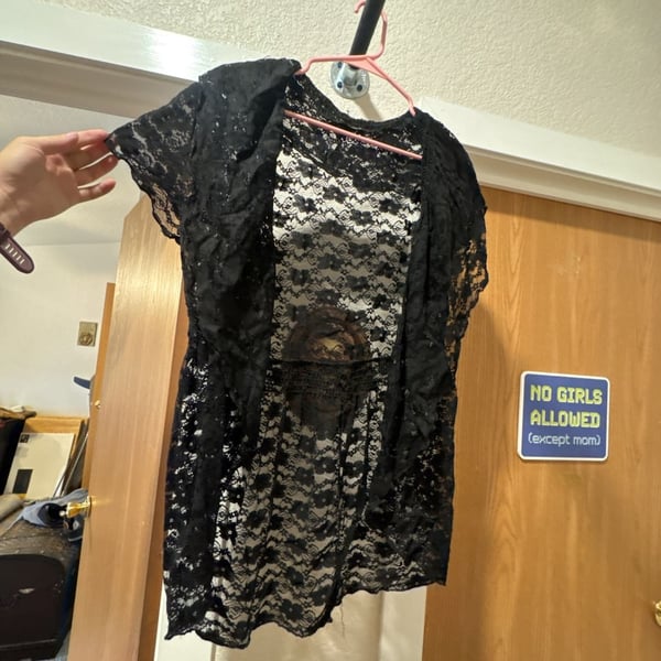 DEB Black Lace Cardigan Short Sleeve Open Front Shrug