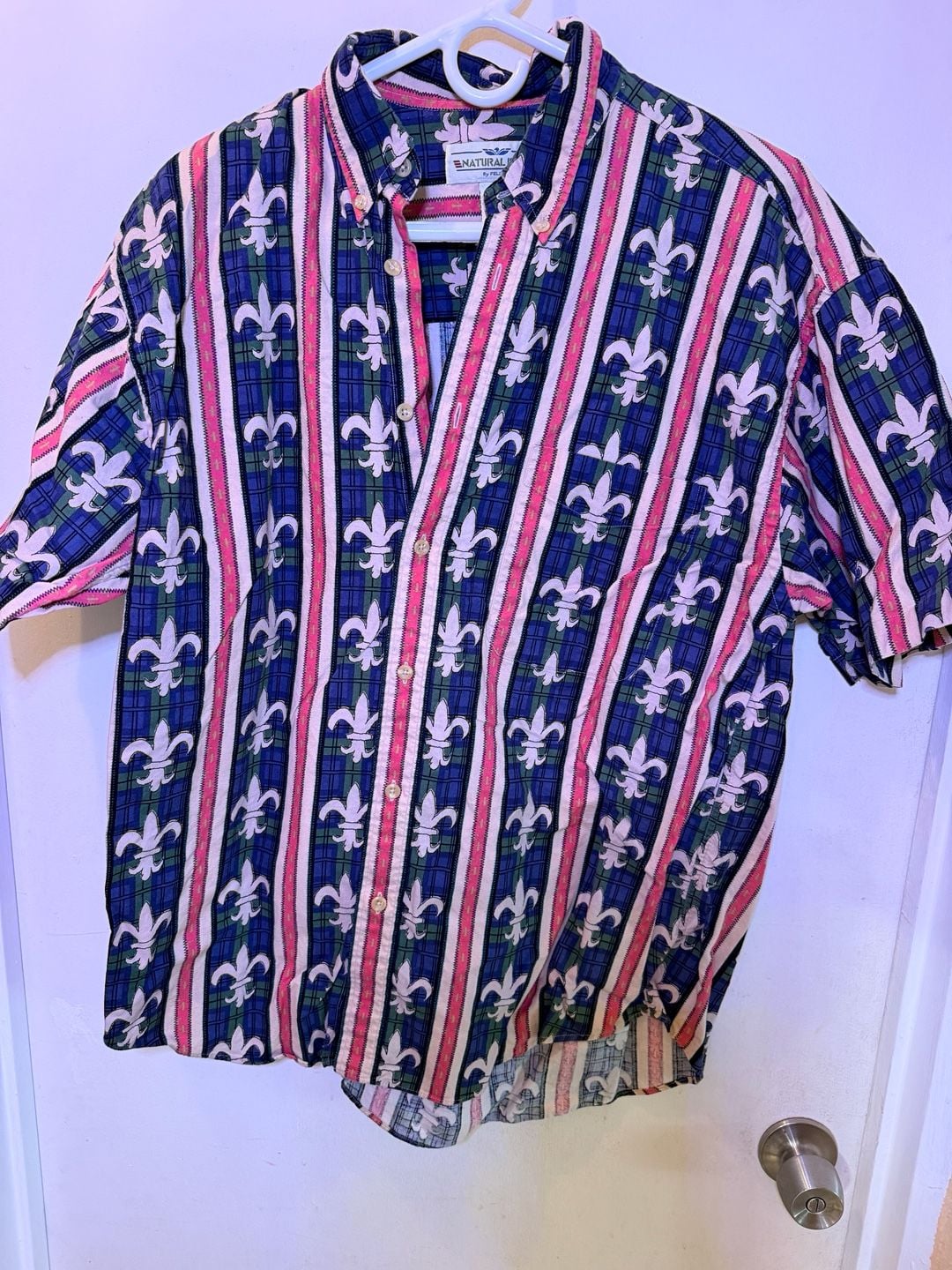 Natural Issue Fleur De Lis Shirt Size L Multi Color Button Down 2