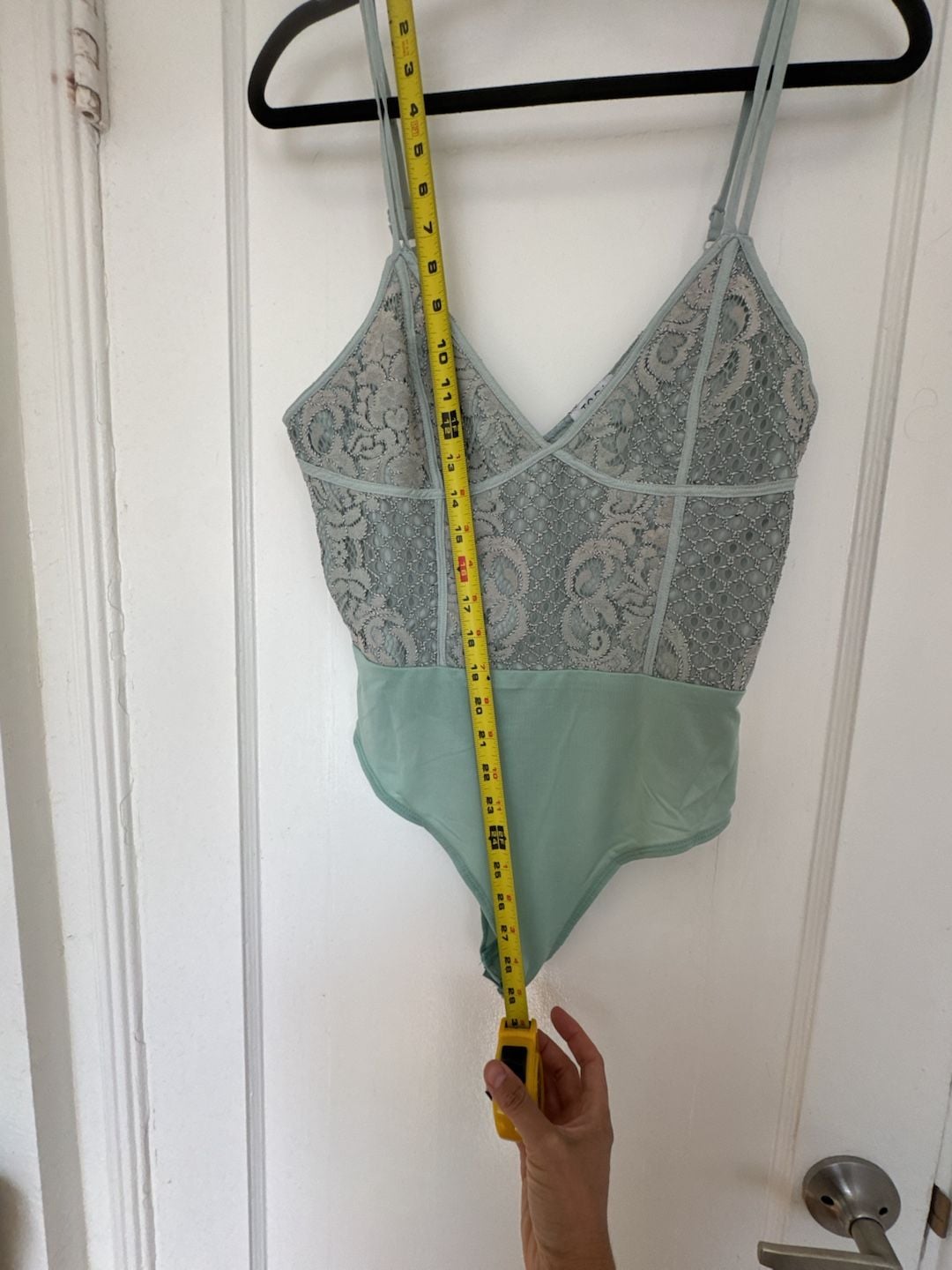 NWT Mint Green Lace Bodysuit Coquette Sheer Floral Teddy Thong Style M/M 6