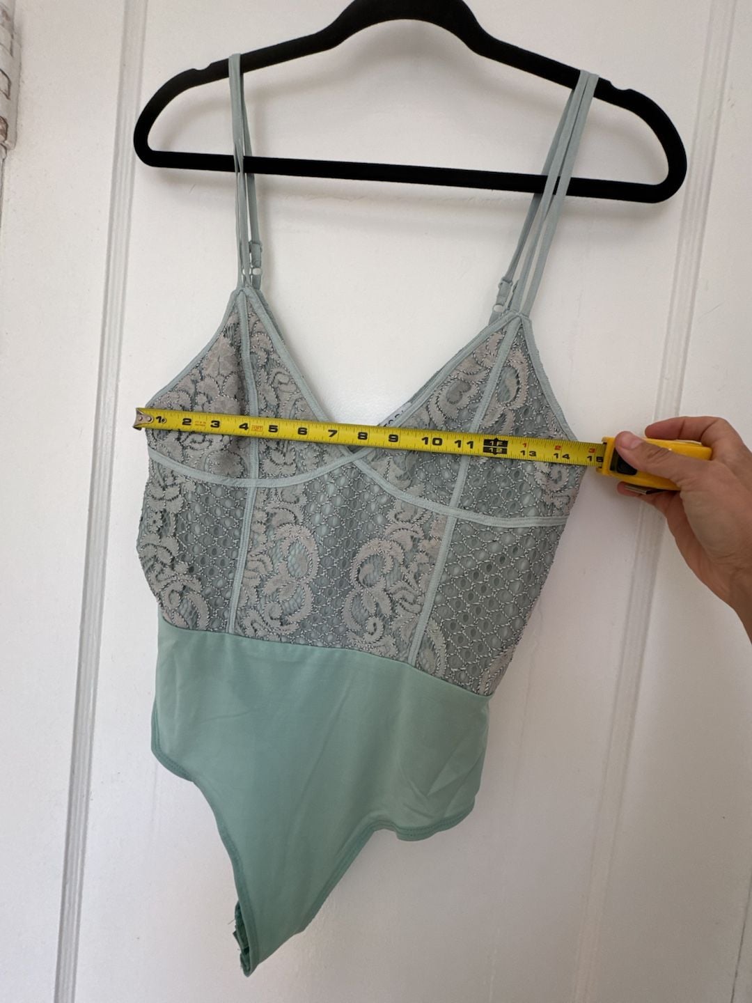 NWT Mint Green Lace Bodysuit Coquette Sheer Floral Teddy Thong Style M/M 7