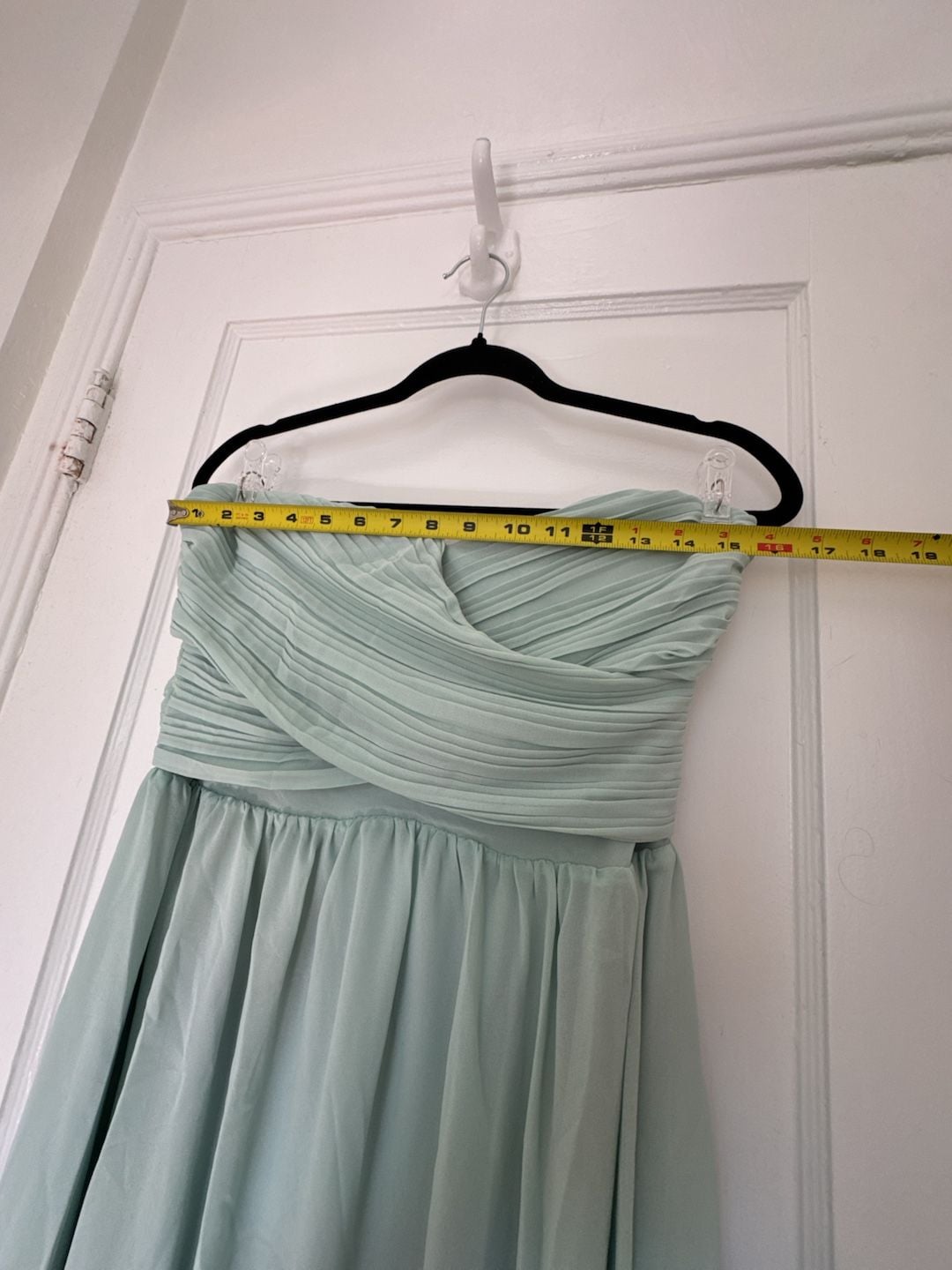 Sage Mint Green Strapless Chiffon Maxi Dress Romantic Coquette Wedding Guest L  prom 7