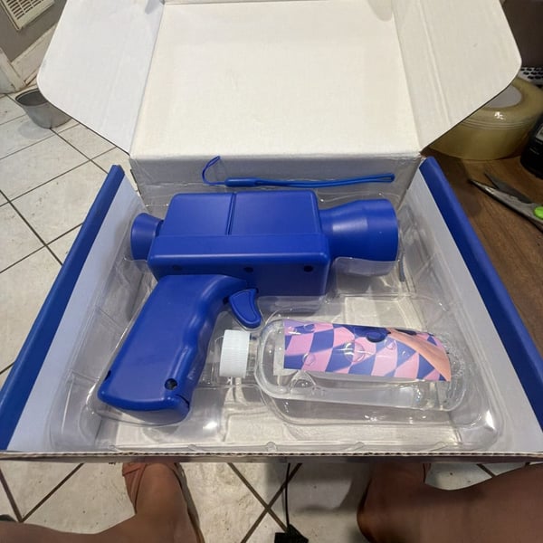 Blue Bubble Gun Toy with Solution