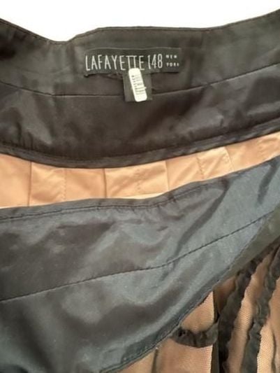 Lafayette 148 Black Mesh Floral Rose Embellished MidiSize 6 4
