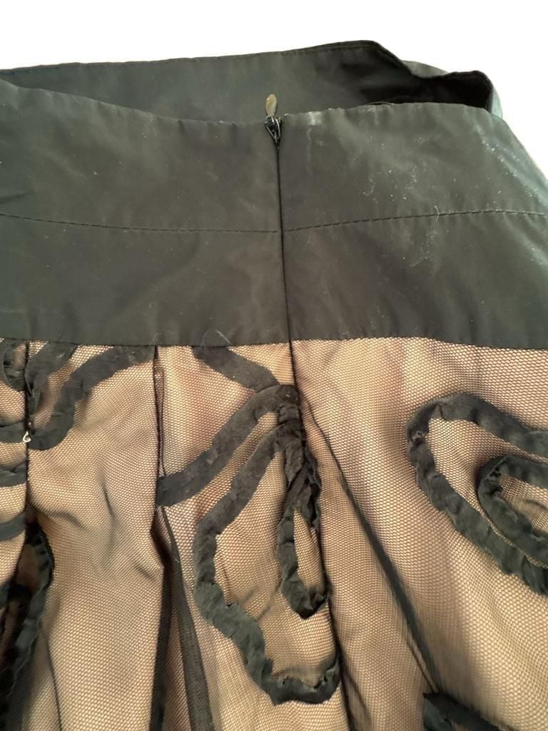 Lafayette 148 Black Mesh Floral Rose Embellished MidiSize 6 9