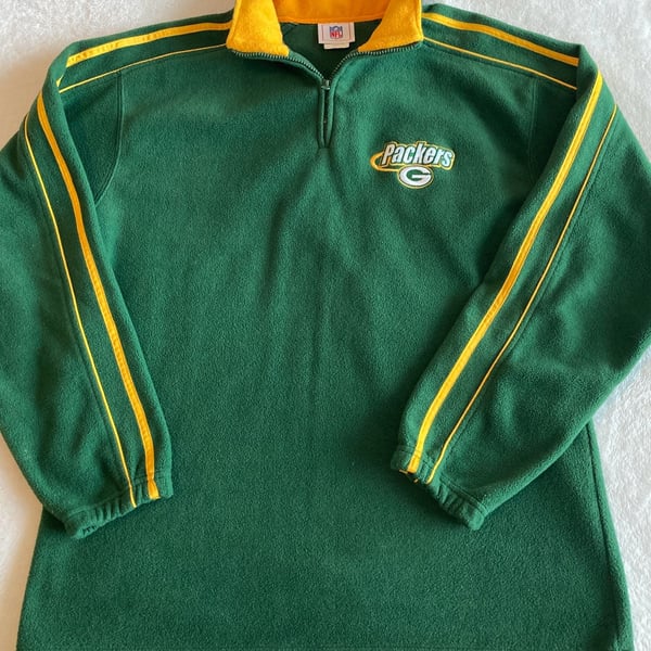 NFL Green Bay Packers 1/4 Zip Fleece Pullover Size L Green