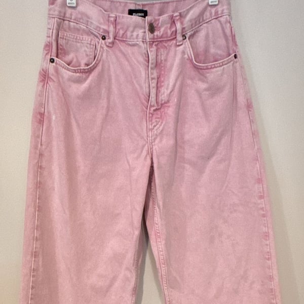 Playboy Jeans Size 27 Pink Denim Crystal Bunny