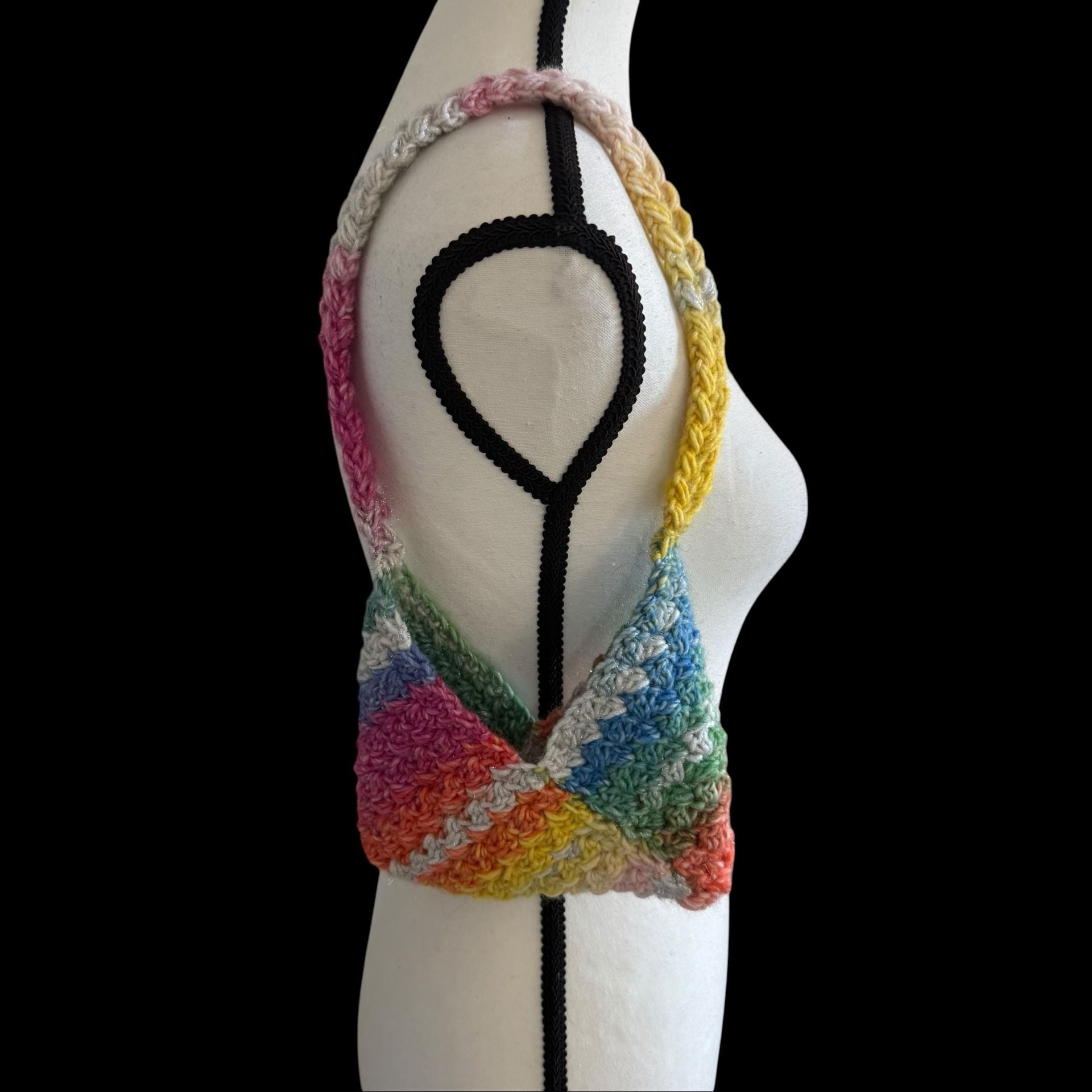 Handmade Crochet Rainbow Shoulder Bag See measurement photos 2