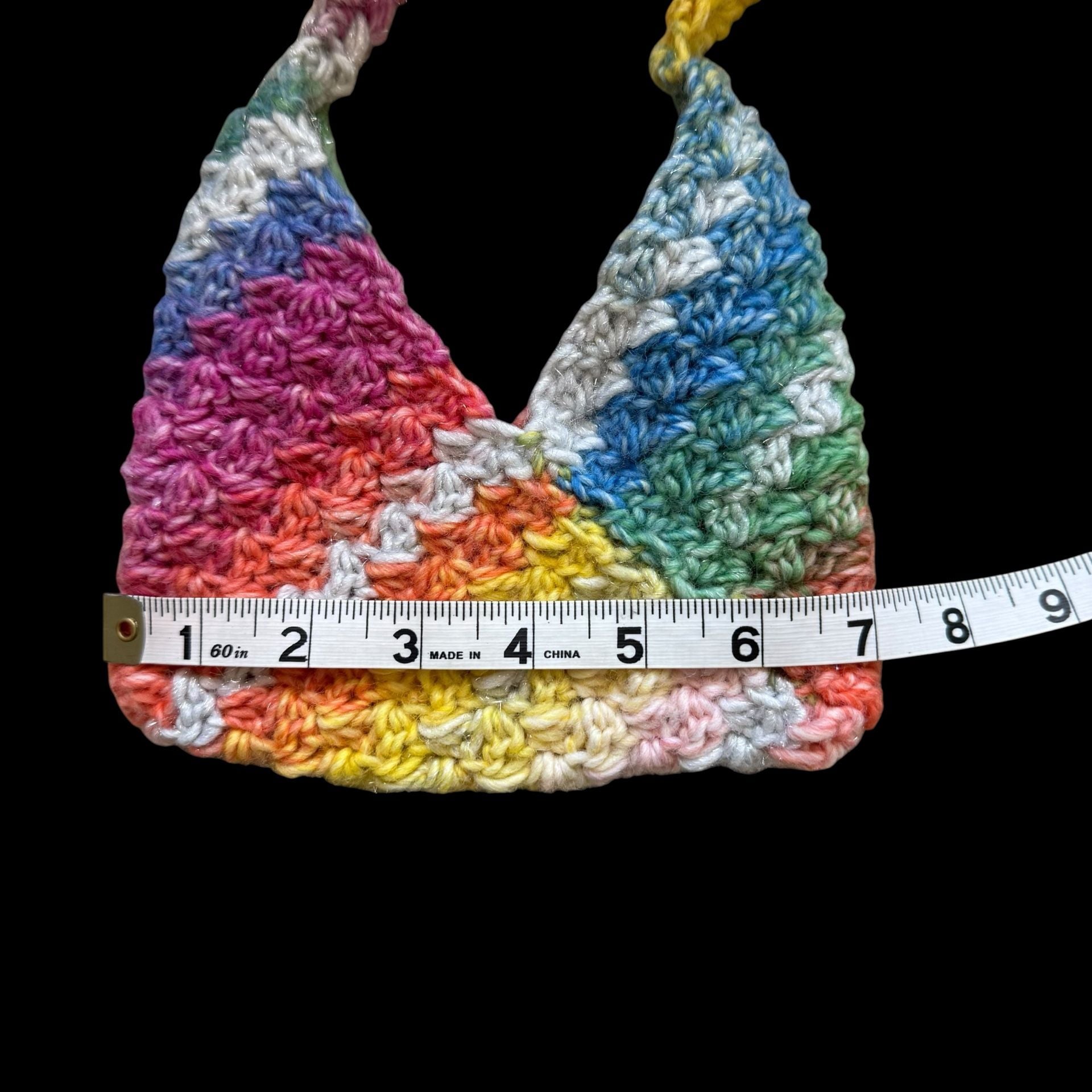Handmade Crochet Rainbow Shoulder Bag See measurement photos 4