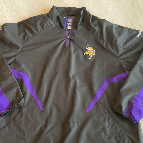 Reebok NFL Minnesota Vikings 1/4 Zip Jacket Size 2XL Black Purple
