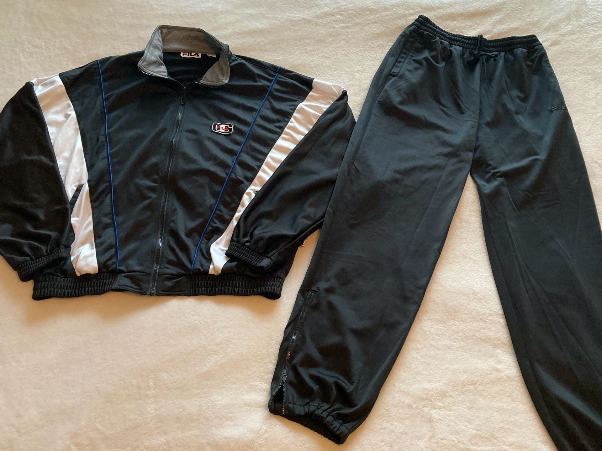 Fila Track Suit Size L Black Vintage Retro Track Jacket and Pants 1