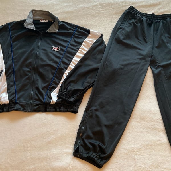 Fila Track Suit Size L Black Vintage Retro Track Jacket and Pants
