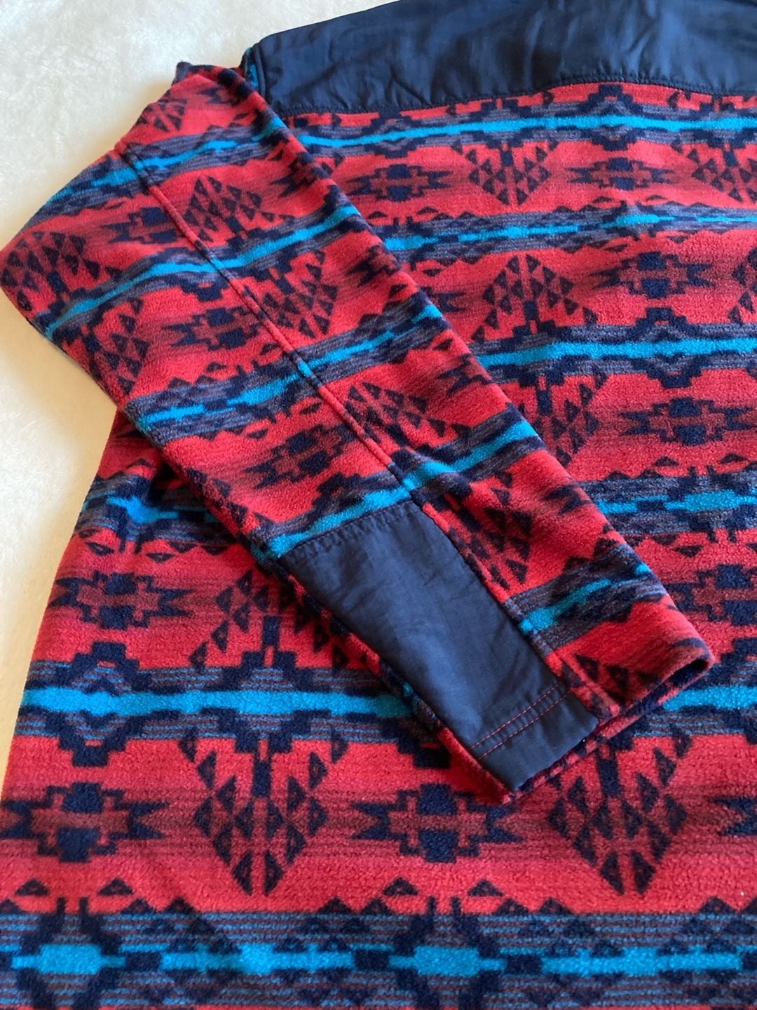 Ariat 1/4 Zip Fleece Pullover Size XL Red Southwestern Print 7