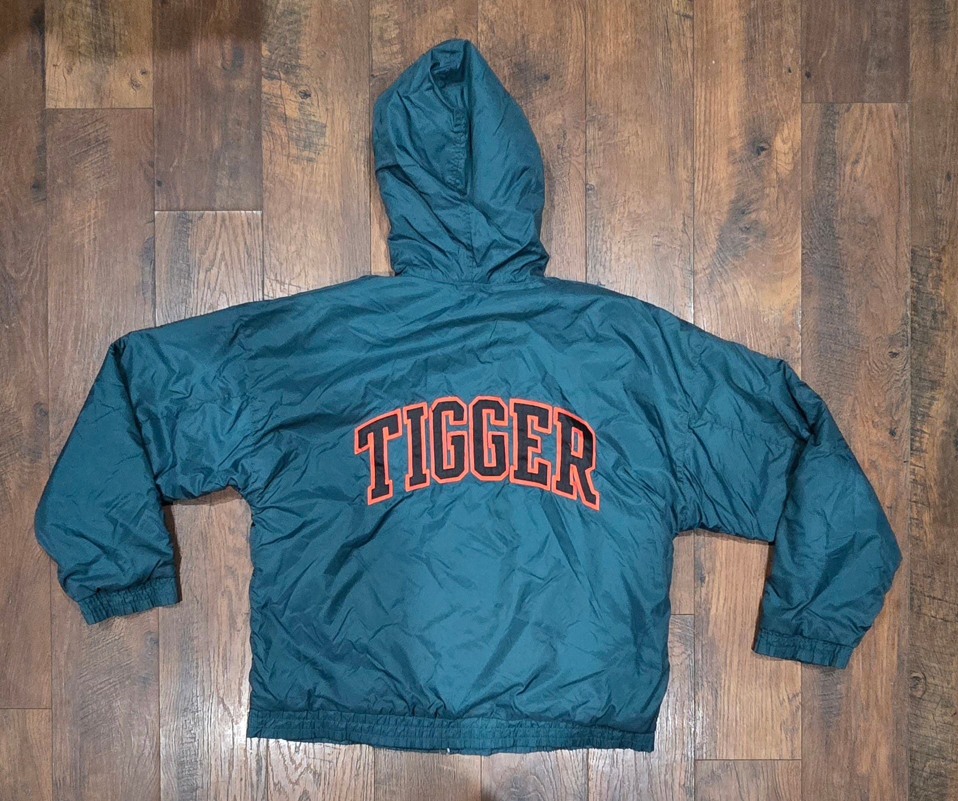 Vintage The Disney Store Tigger Nylon Hooded Jacket Size XL Green 8