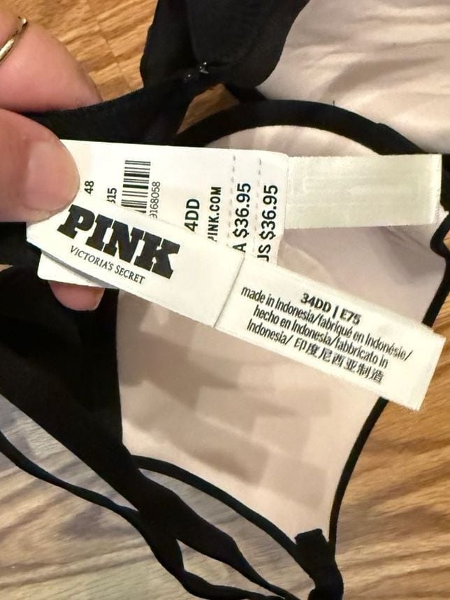 Victoria's Secret PINK Push-Up Bra Size 34DD Black 6