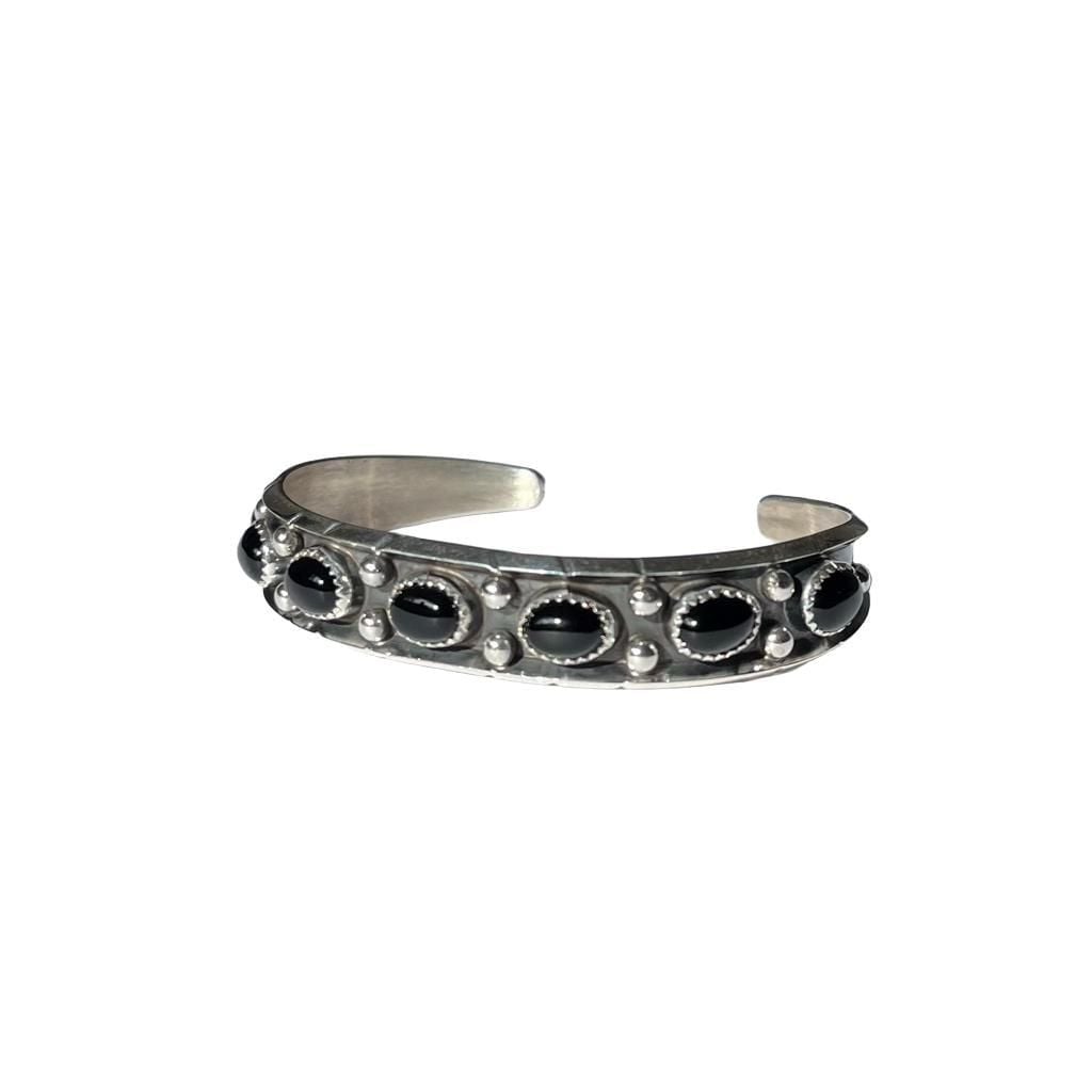 Reed Charley Navajo Sterling Silver Black Onyx Cuff Bracelet 6.5 7