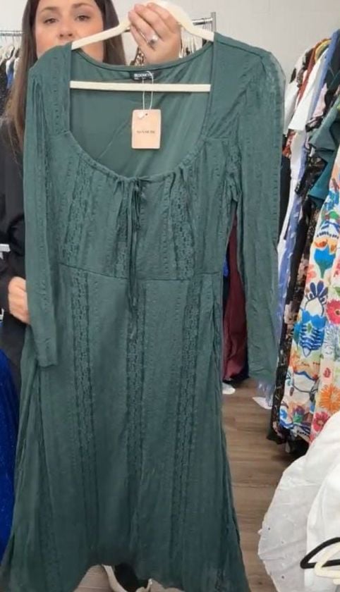 Bloomchic Green Lace Long Sleeve Dress 4