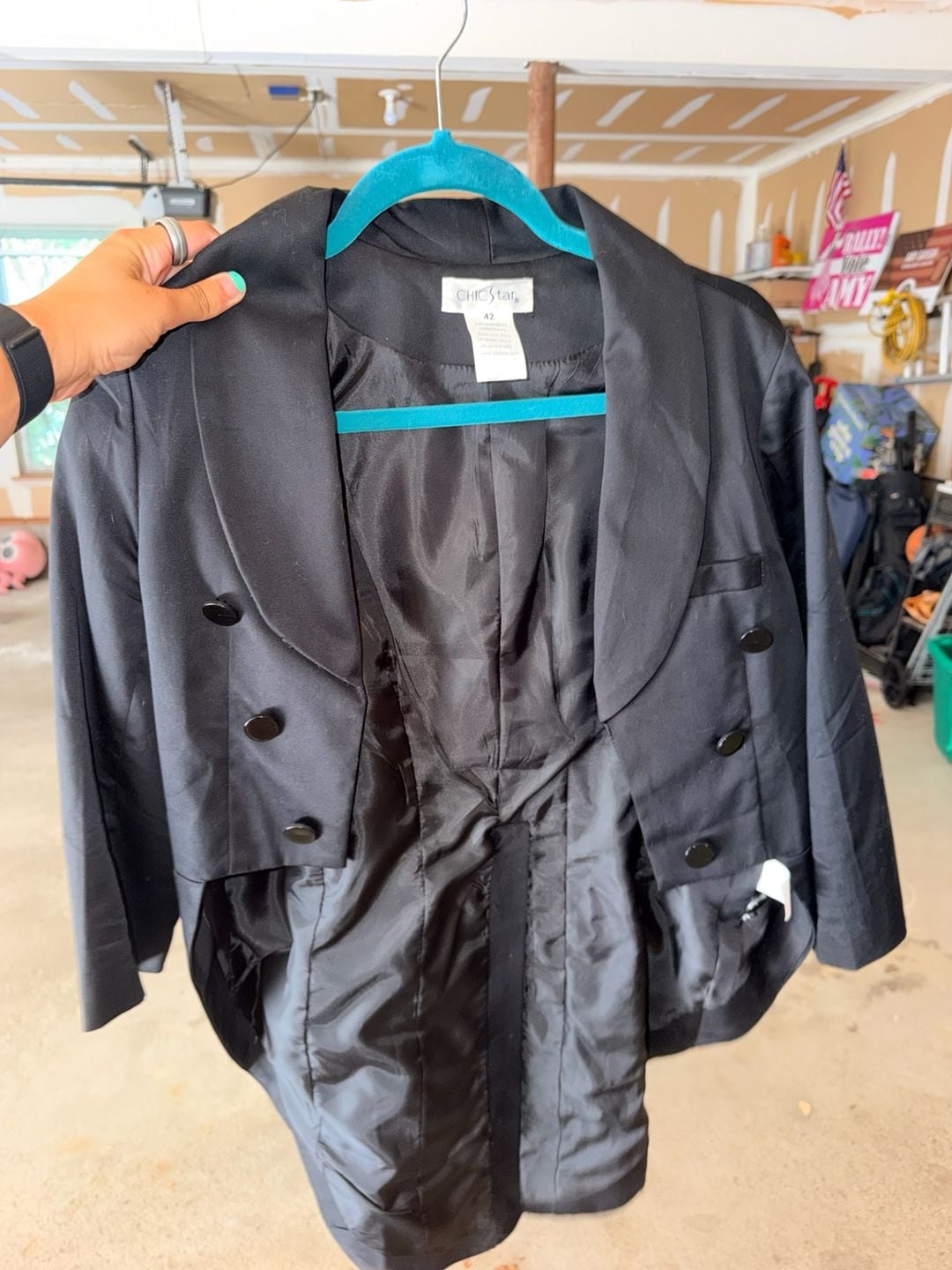Chic Star Double Breasted Tailcoat Size 42 Black Tuxedo Jacket 1
