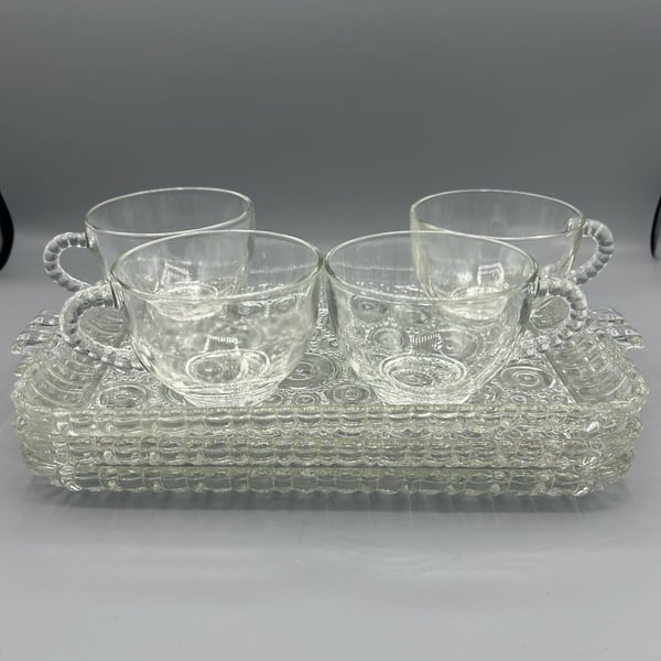 Anchor Hocking 1950s Colonial Lady Boopie Snack Tray Set