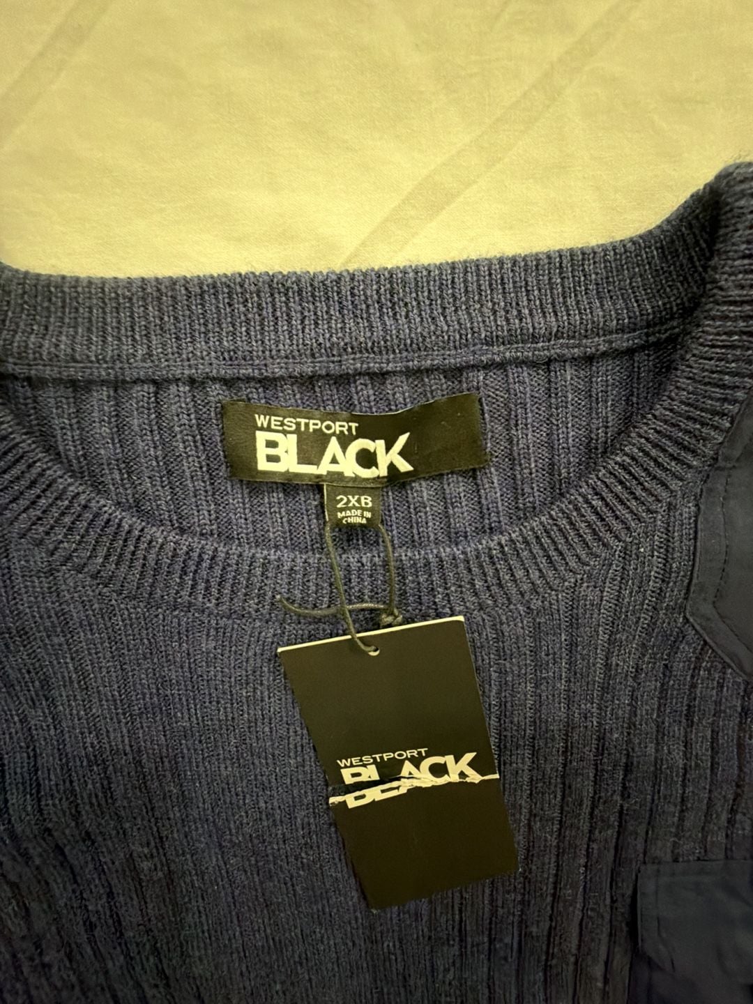Westport Black Ribbed Military Crew Neck Sweater Size 2XB Blue 3