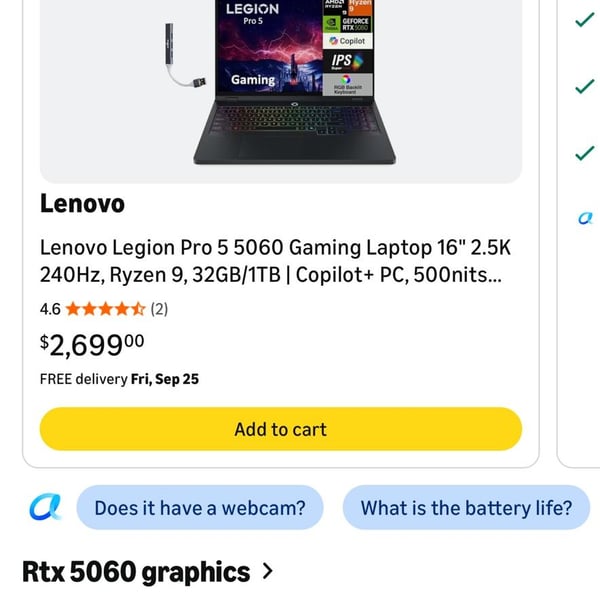 Lenovo Upgraded Legion Pro 5 16" 2.5K Gaming Laptop