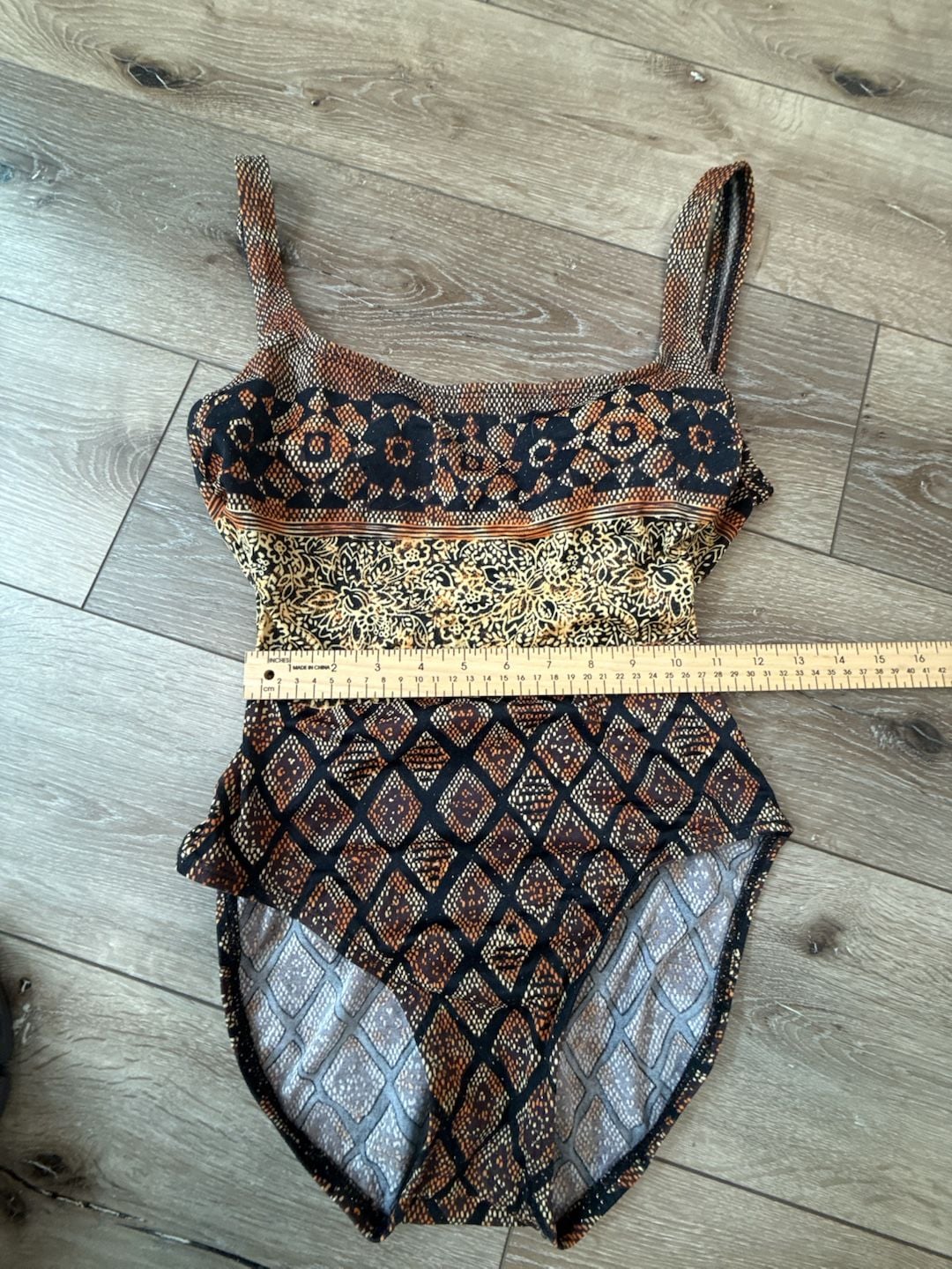 Oscar de la Renta Swimwear One Piece Swimsuit Size 8 Brown Patterned 3