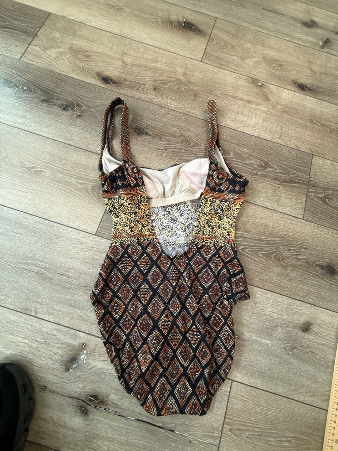 Oscar de la Renta Swimwear One Piece Swimsuit Size 8 Brown Patterned 5