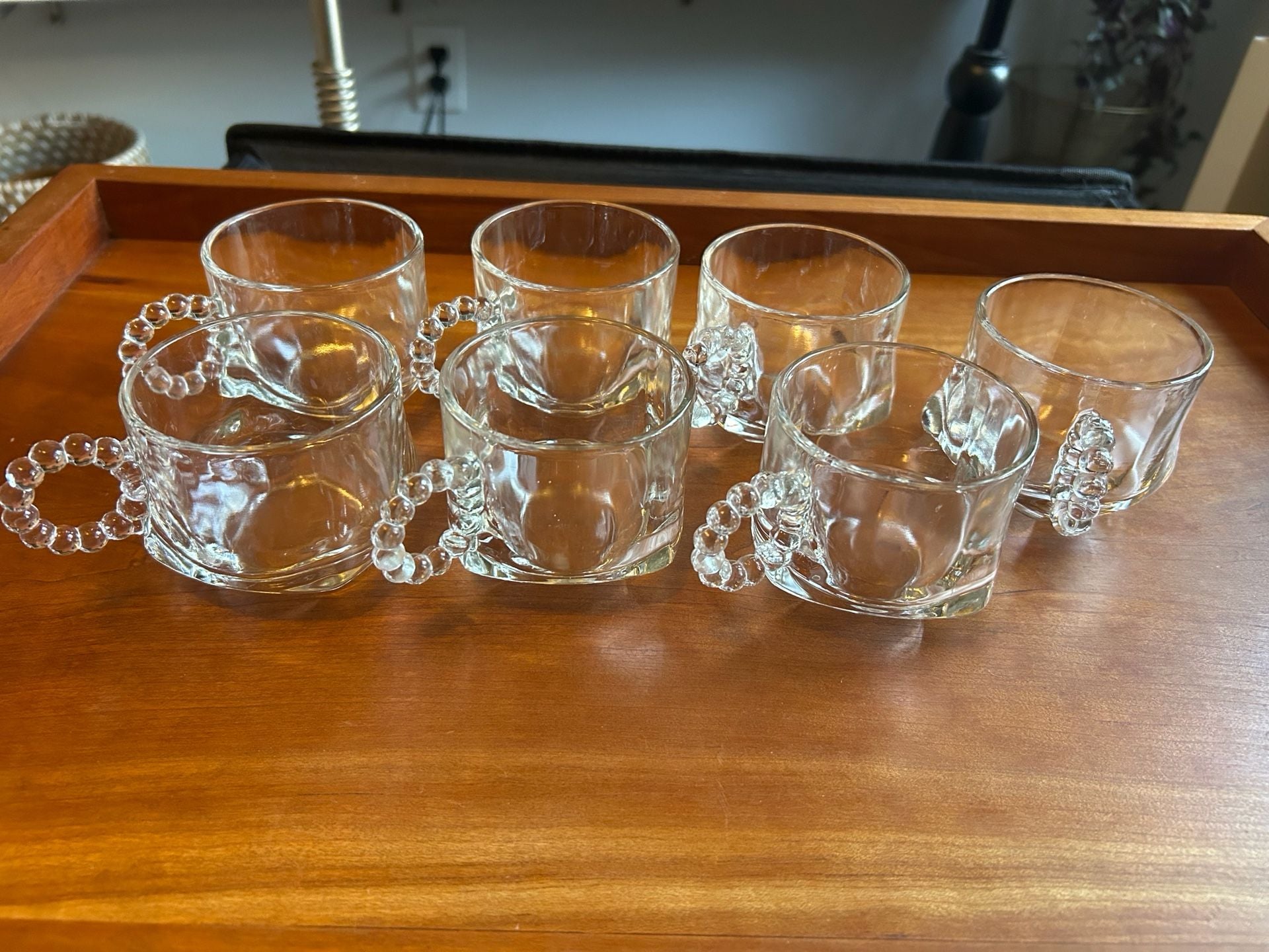 Hazel Atlas Ball and Rib Glass Sip N Smoke Snack Set . 15 pieces 3