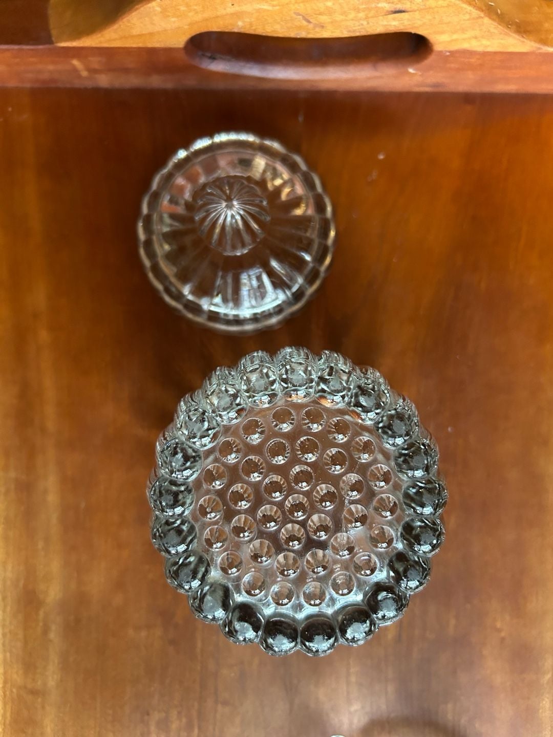 Hazel Atlas Ball and Rib Glass Sip N Smoke Snack Set . 15 pieces 8