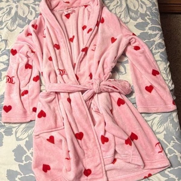 Juicy Couture Plush Robe Size 1X Pink Red Hearts Sleepwear