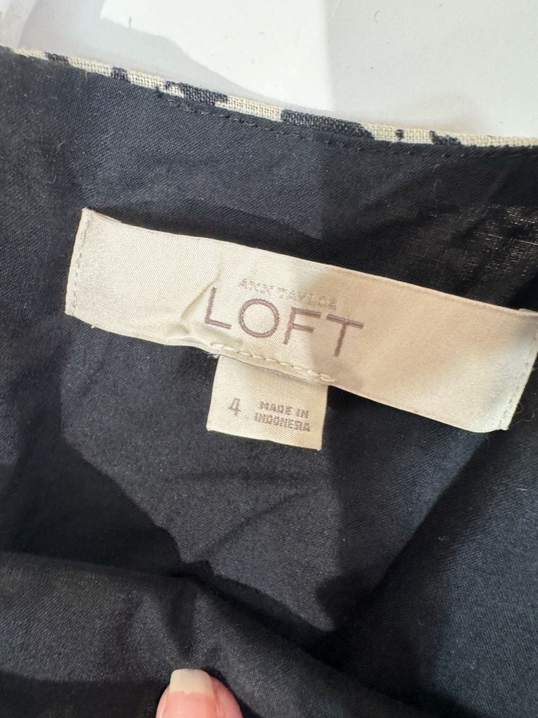 Ann Taylor LOFT Black and Cream Snake Print Linen Shift Dress Size 4 6