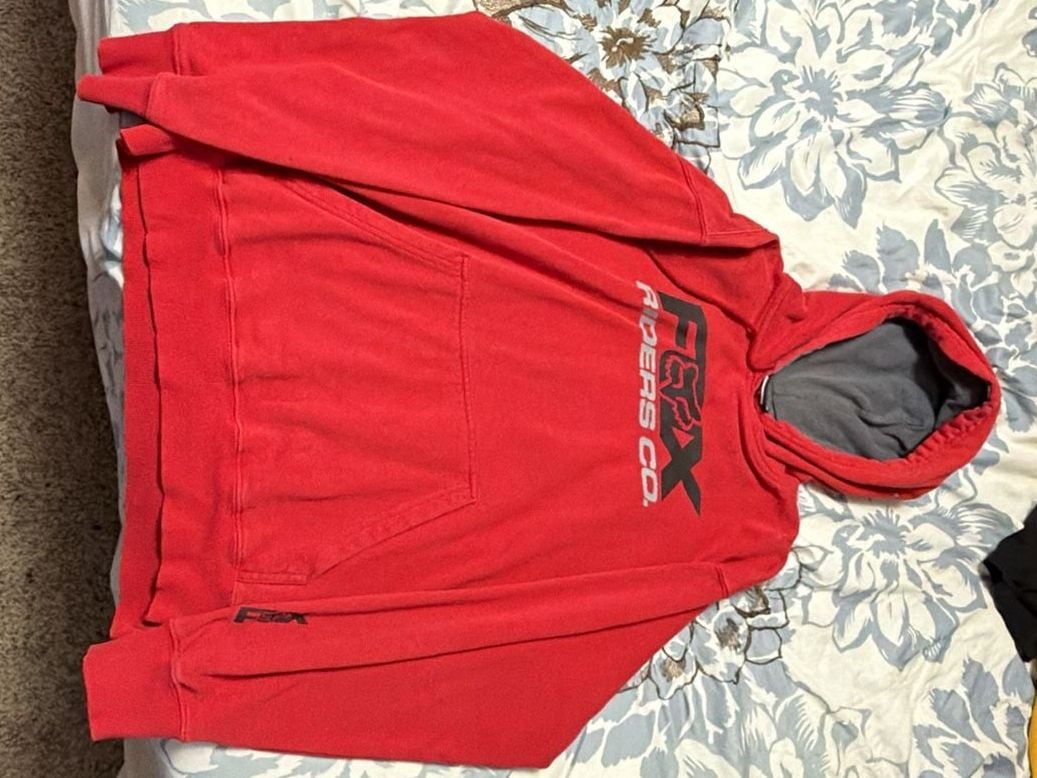 Fox Riders Co. Hoodie Size L Red Pullover 2