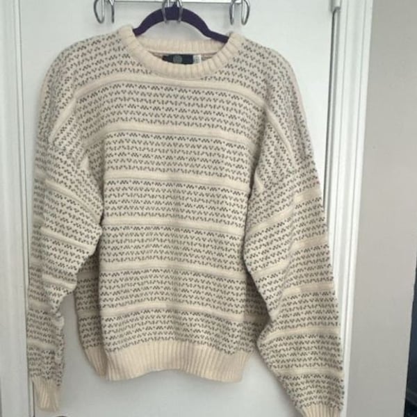 Andhurst Sweater Size XL Cream Patterned Knit Crewneck