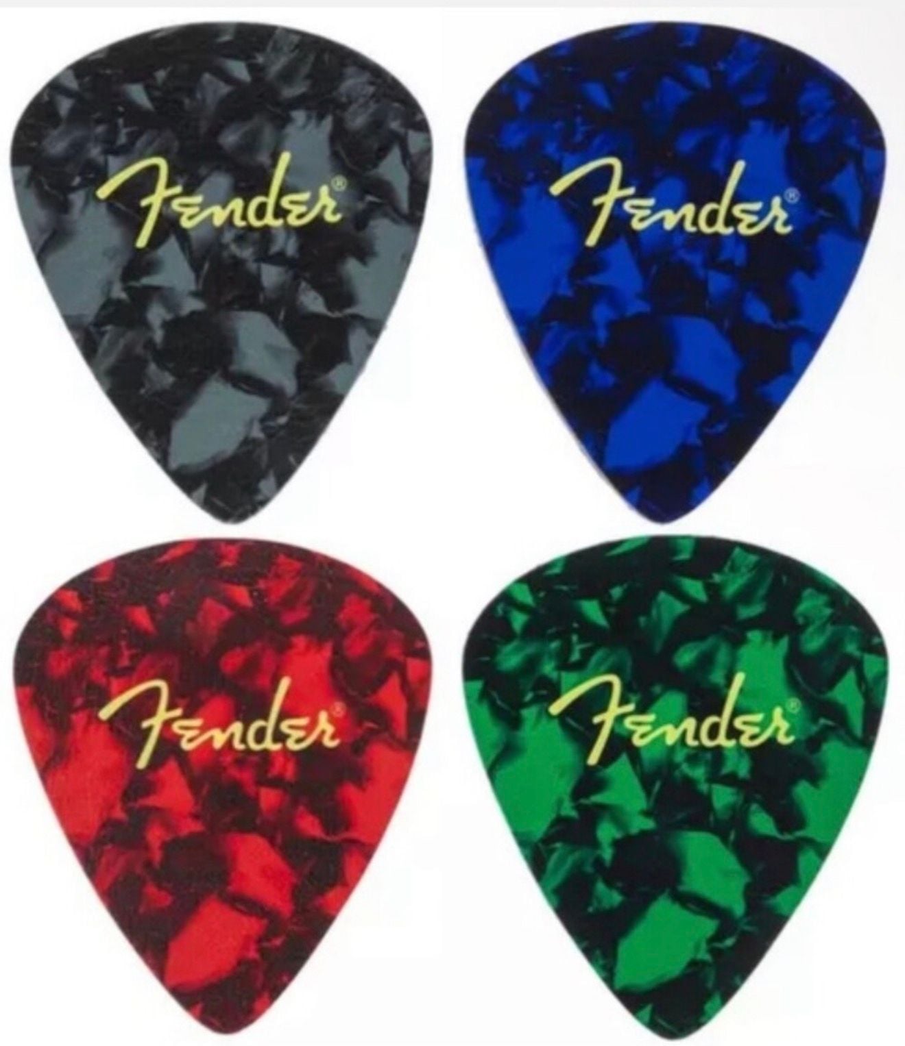 Fender Guitar Pick Shape Logo Coasters Multi-Color 4-Pack 2