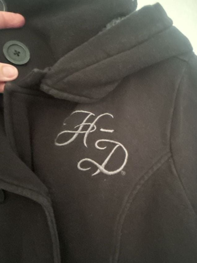 Harley-Davidson Pea Coat Size L Black Cotton Blend Hooded Jacket 4