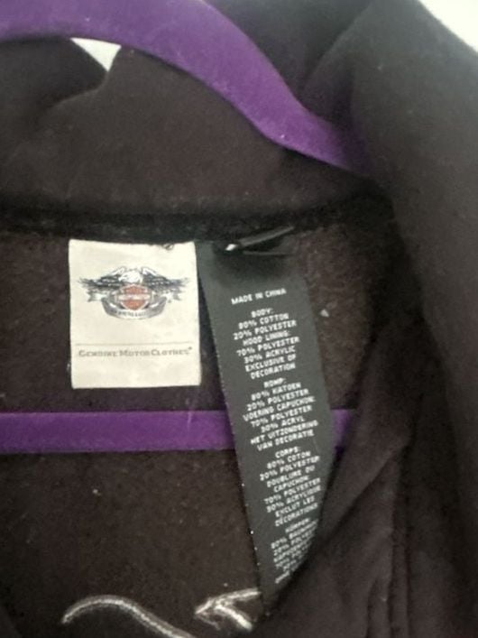 Harley-Davidson Pea Coat Size L Black Cotton Blend Hooded Jacket 5