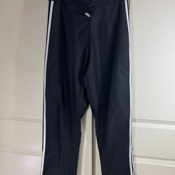 Adidas Vintage Track Pant Black Nylon 3-Stripes Small