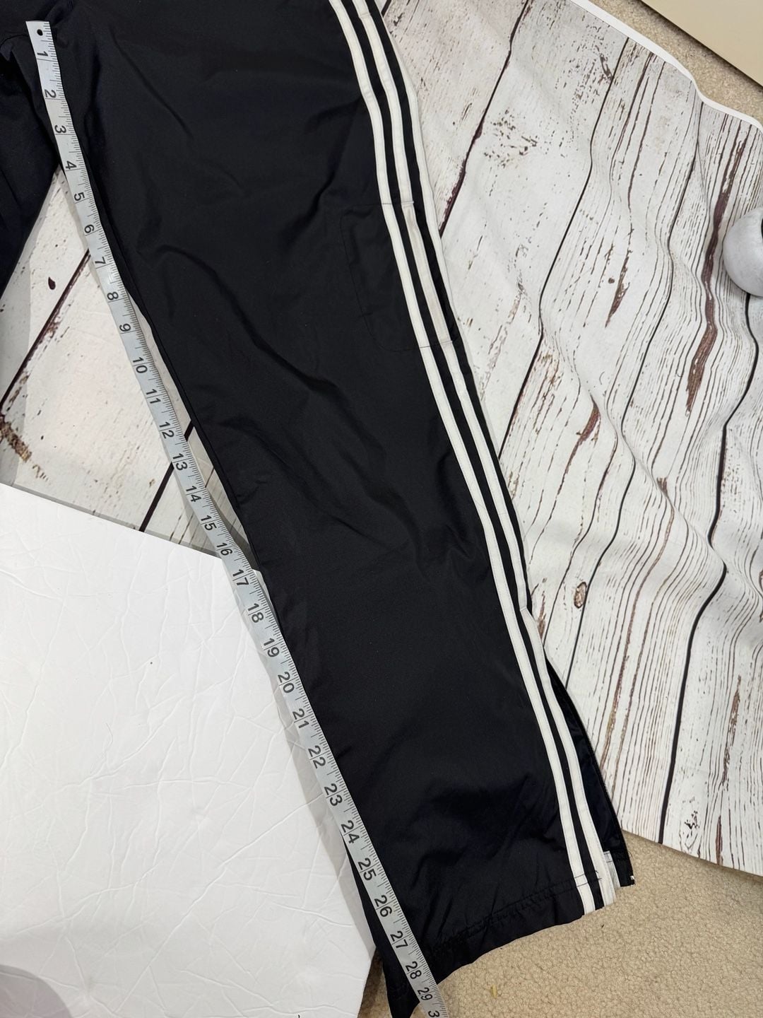 Adidas Vintage Track Pant Black Nylon 3-Stripes Small 6